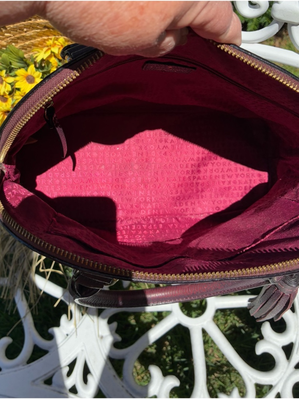 Kate Spade Plum Pebbled Leather Dome Satchel with Tassel - Picture 11 of 12